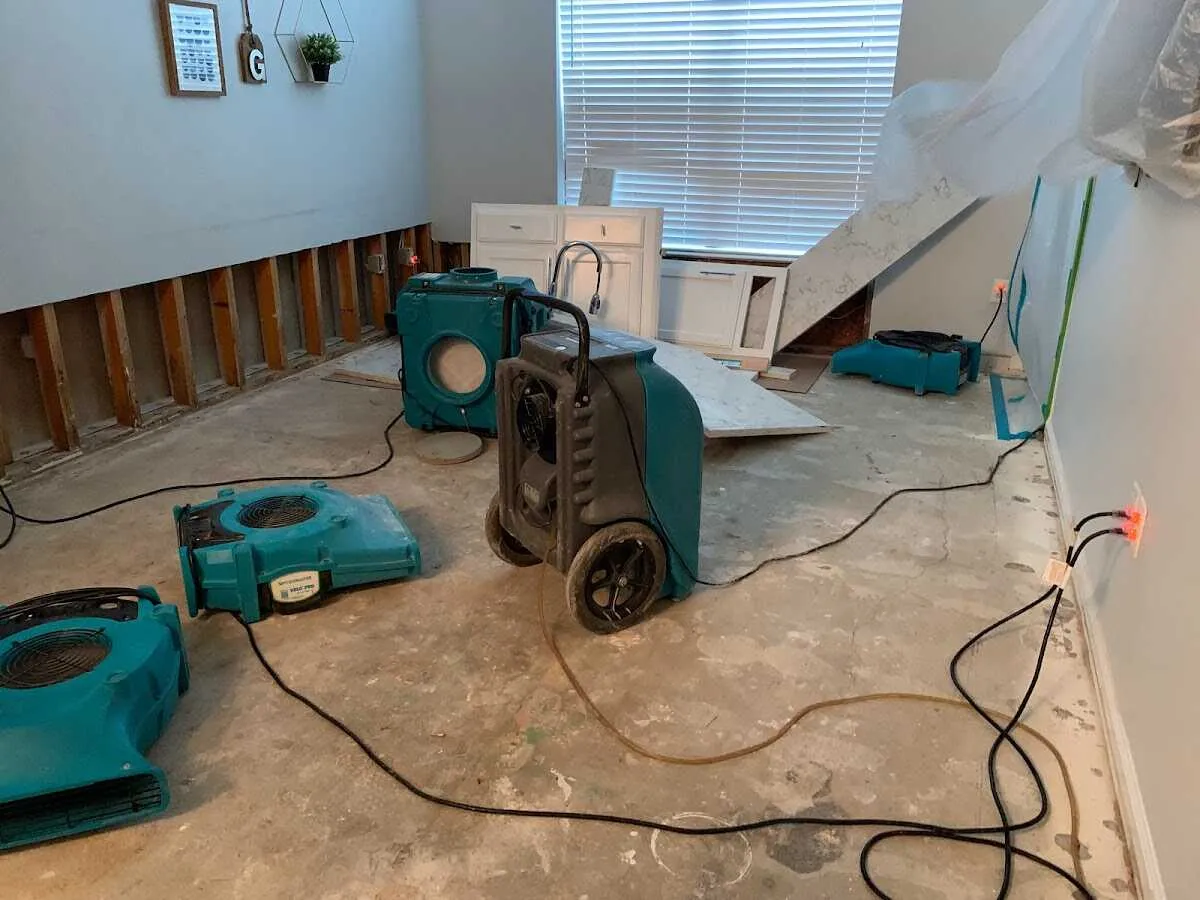 Dehumidifier in flood-cut room for Water Damage Restoration in East Pennsboro